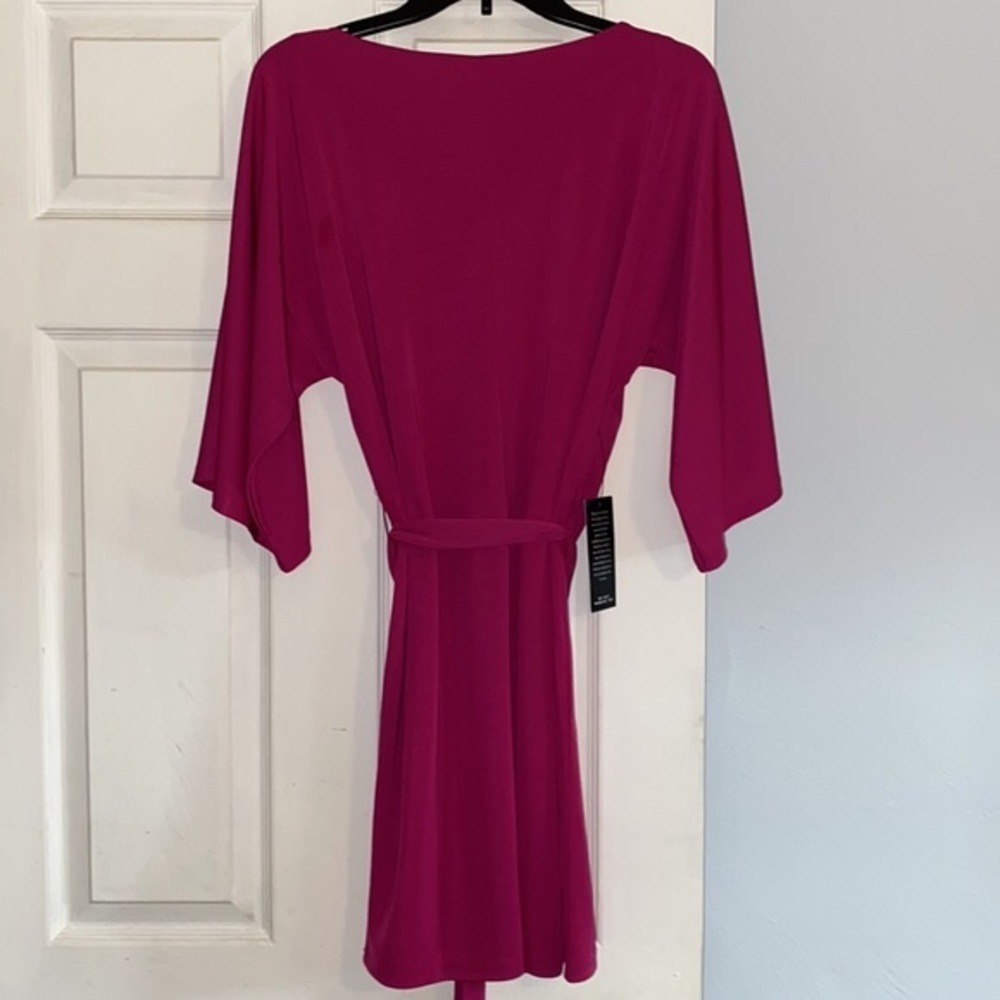 The Limited Berry Fuchsia Pink Open Sleeve Tie Waist Lined Dress NWT - Picture 3 of 12